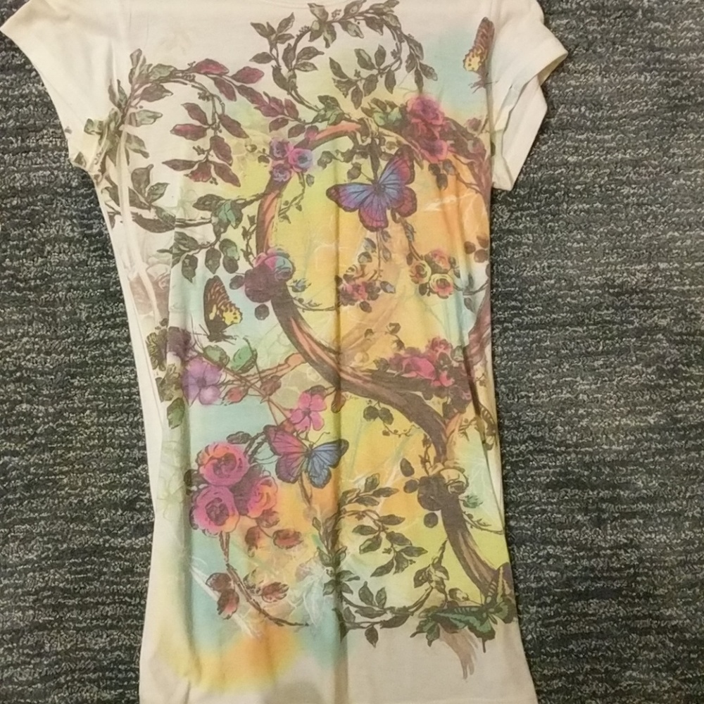 Butterfly floral print graphic tee